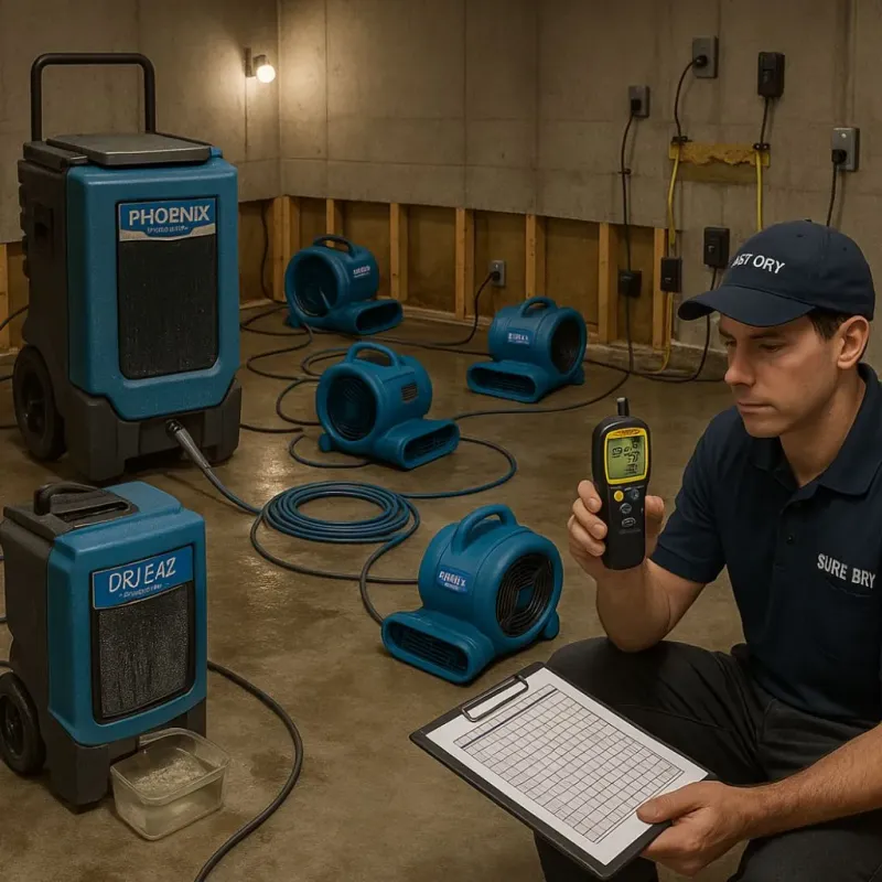 Structural Drying and Dehumidification process in Jourdanton, TX
